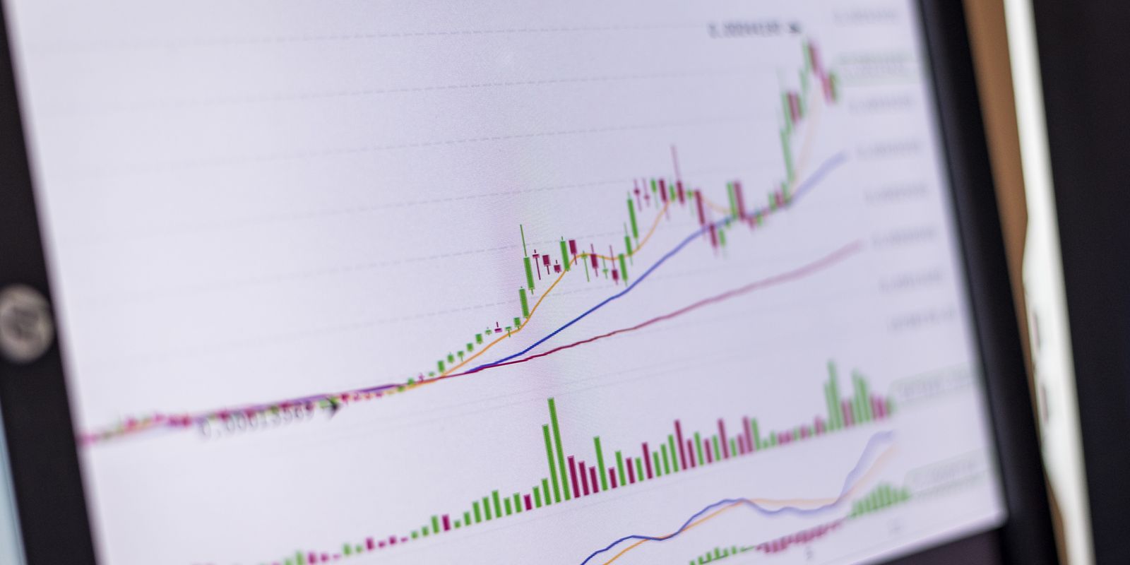 A rising yield curve and bond price chart on a trading screen